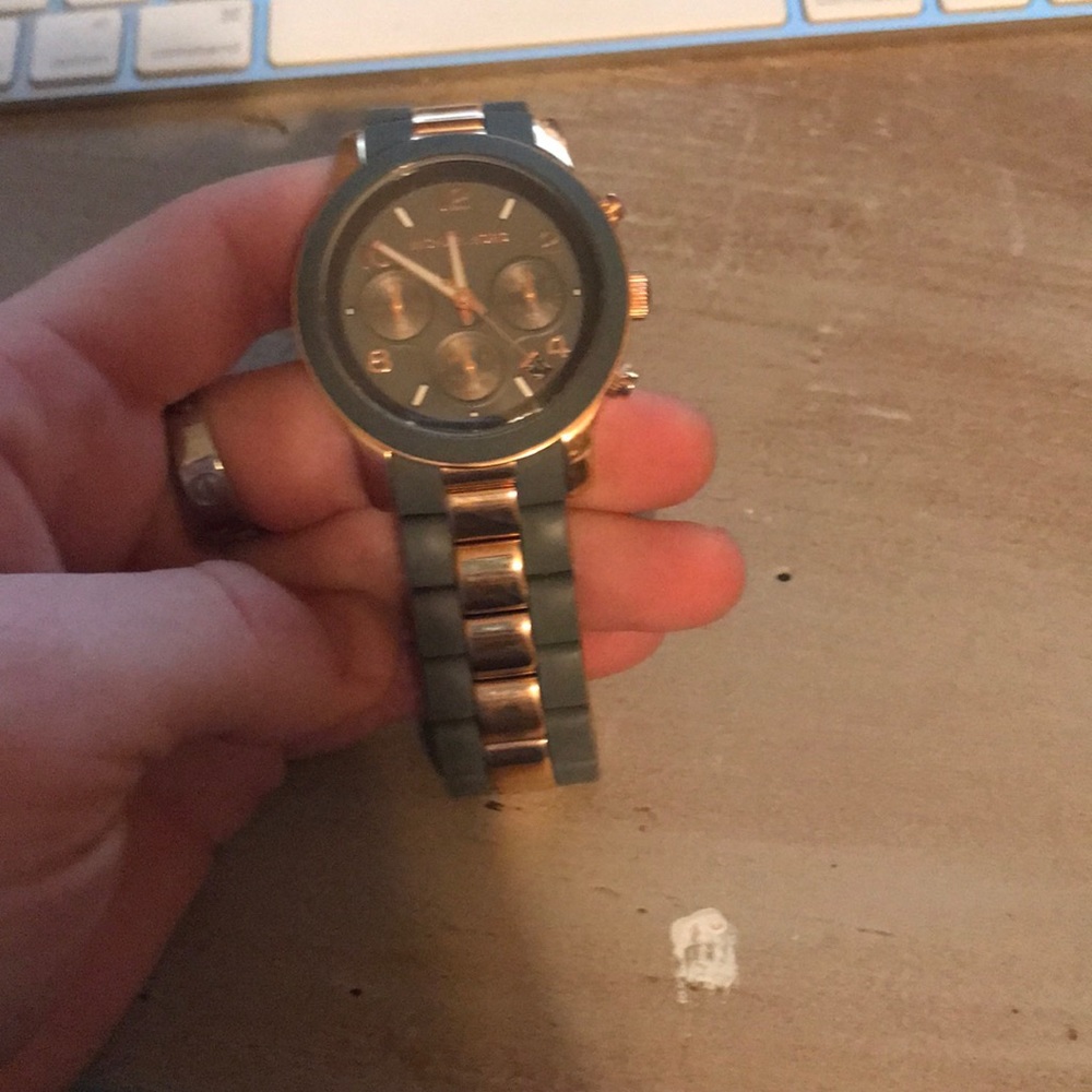 Rose gold and grey mk watch